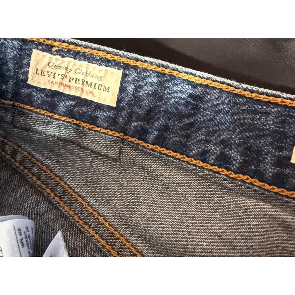 Levis Premium Ribcage Straight Ankle Jeans Blue Denim Button Fly Size 30 Big E - Picture 6 of 11